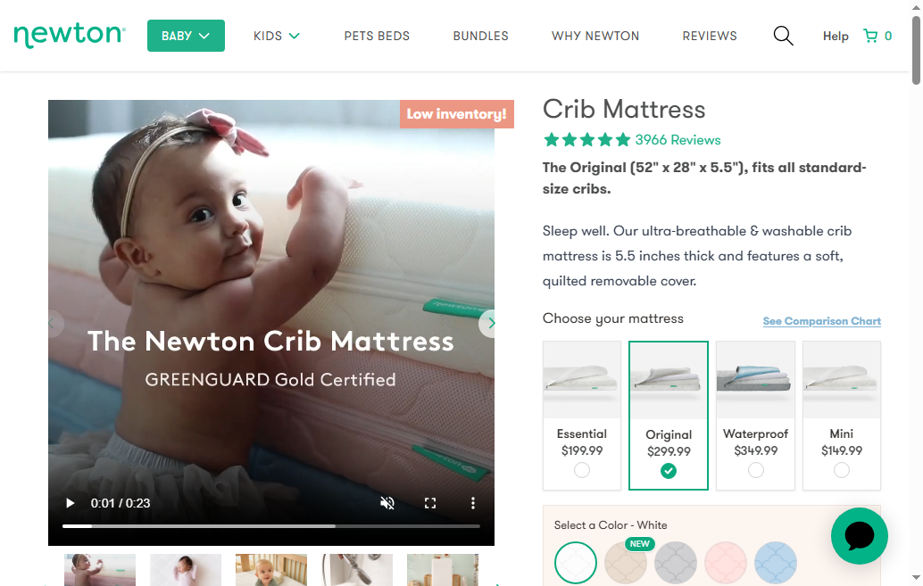 Newton Baby PDP — Price Displayed Without Installment Option